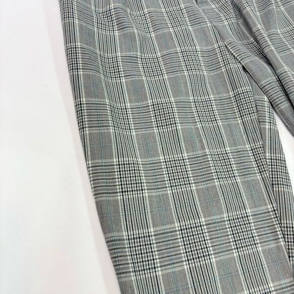 Cupcakes And Cashmere Pants 10 Womens Gray Checkered Mid-Rise Straight-Leg NWT - Picture 2 of 12